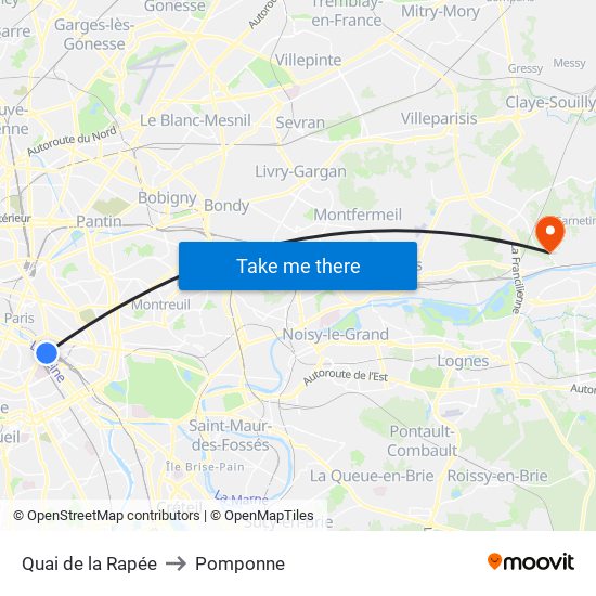 Quai de la Rapée to Pomponne map