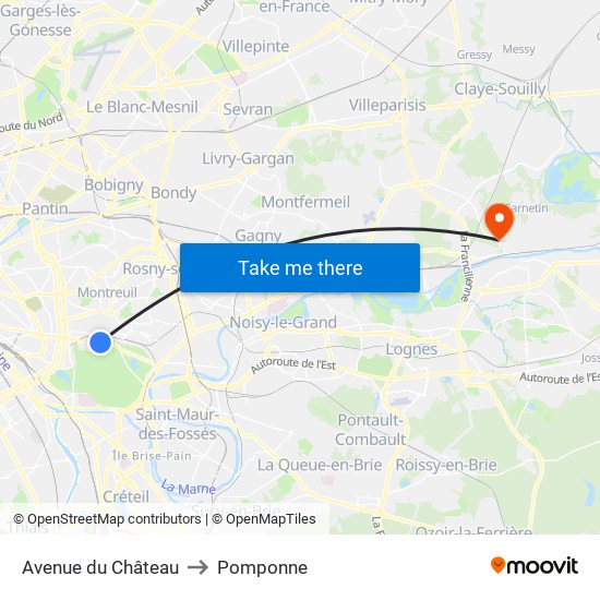 Avenue du Château to Pomponne map