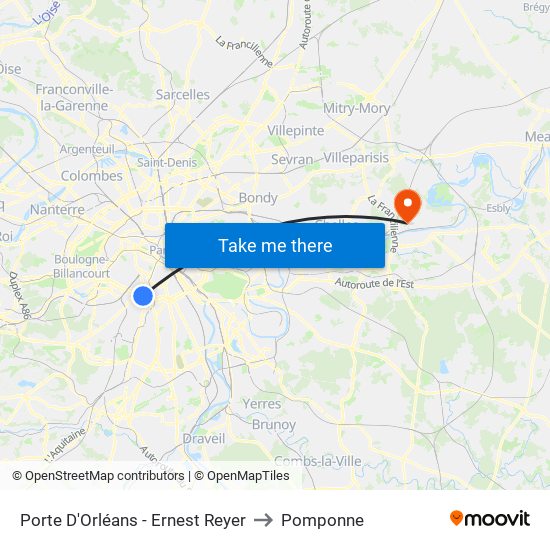 Porte D'Orléans - Ernest Reyer to Pomponne map
