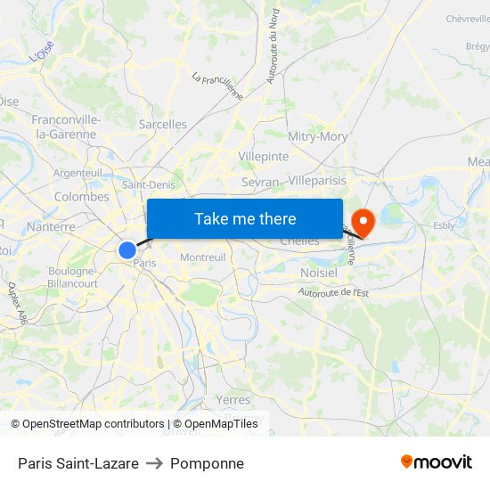 Paris Saint-Lazare to Pomponne map