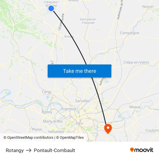 Rotangy to Pontault-Combault map