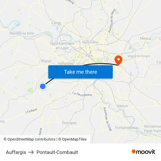 Auffargis to Pontault-Combault map