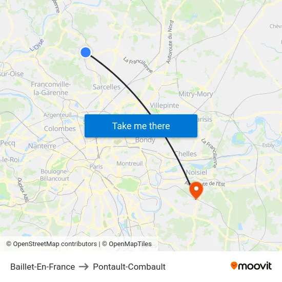 Baillet-En-France to Pontault-Combault map