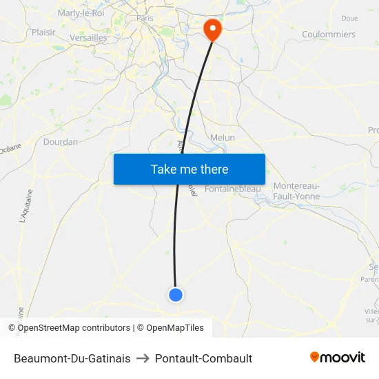 Beaumont-Du-Gatinais to Pontault-Combault map