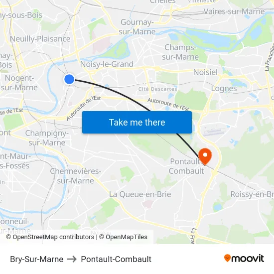 Bry-Sur-Marne to Pontault-Combault map