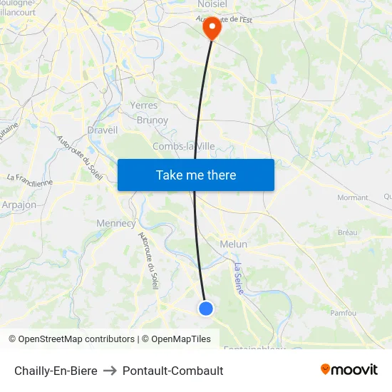 Chailly-En-Biere to Pontault-Combault map
