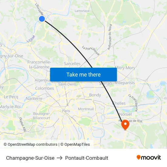 Champagne-Sur-Oise to Pontault-Combault map
