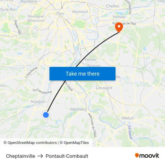 Cheptainville to Pontault-Combault map