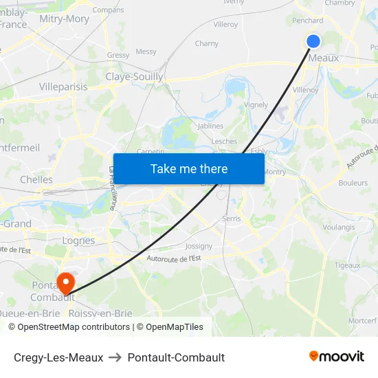 Cregy-Les-Meaux to Pontault-Combault map