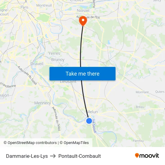 Dammarie-Les-Lys to Pontault-Combault map