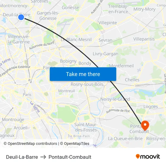 Deuil-La-Barre to Pontault-Combault map