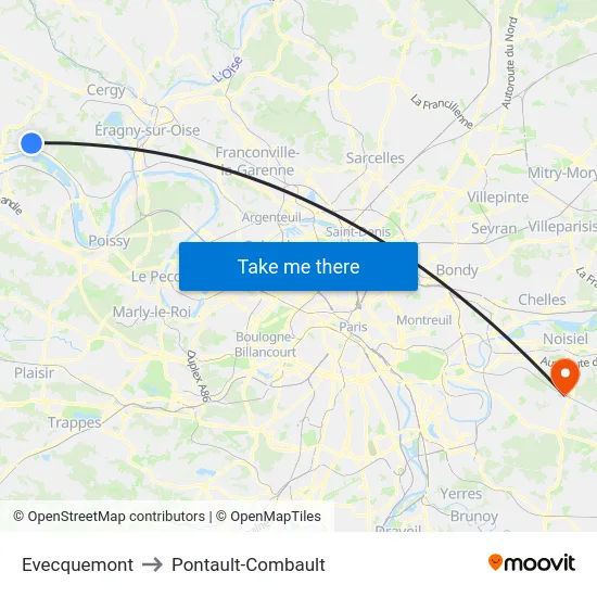 Evecquemont to Pontault-Combault map