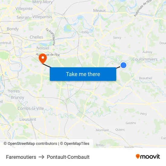 Faremoutiers to Pontault-Combault map