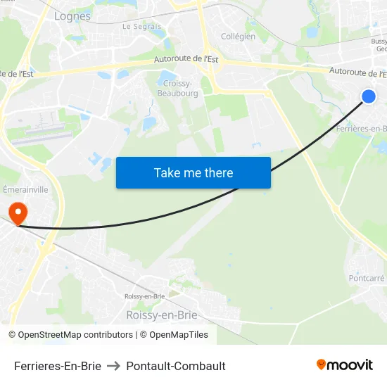 Ferrieres-En-Brie to Pontault-Combault map