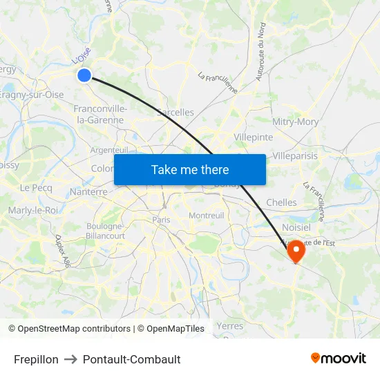 Frepillon to Pontault-Combault map