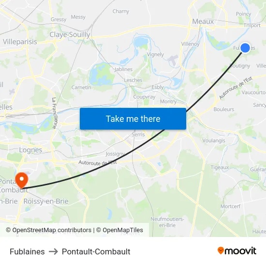 Fublaines to Pontault-Combault map