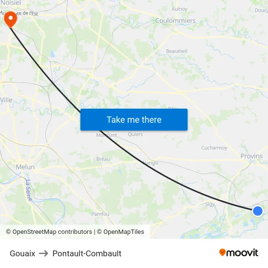 Gouaix to Pontault-Combault map