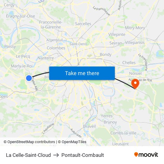 La Celle-Saint-Cloud to Pontault-Combault map