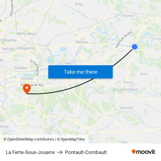 La Ferte-Sous-Jouarre to Pontault-Combault map