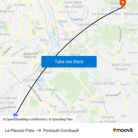 Le Plessis-Pate to Pontault-Combault map