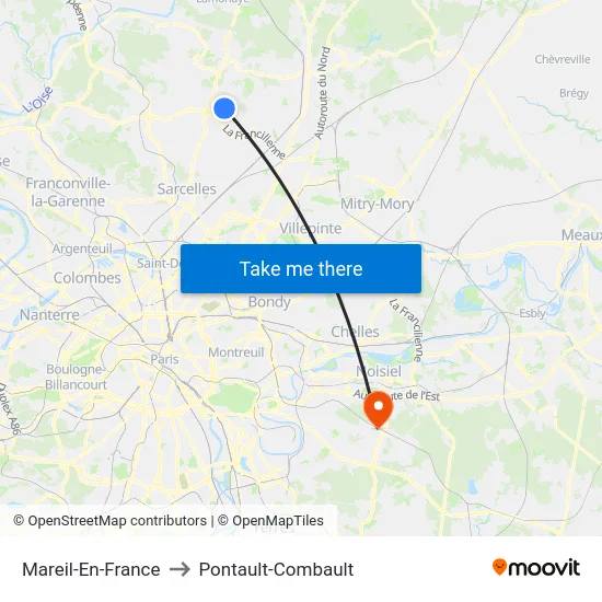 Mareil-En-France to Pontault-Combault map