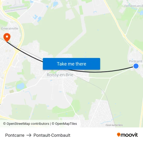 Pontcarre to Pontault-Combault map