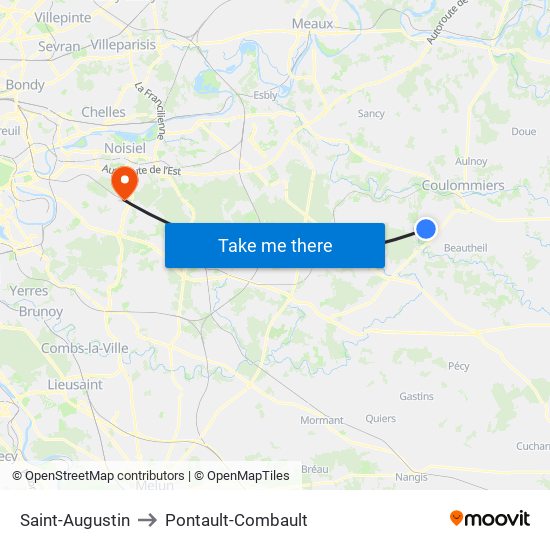 Saint-Augustin to Pontault-Combault map