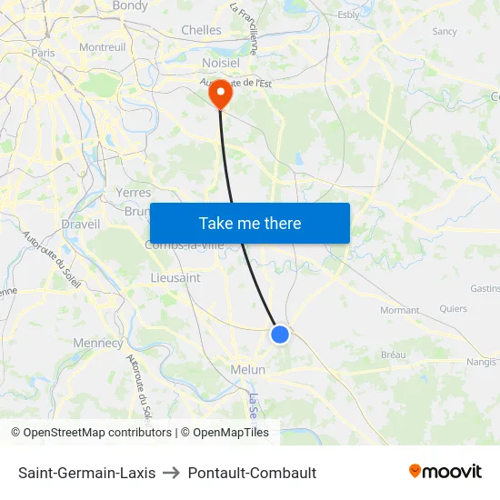 Saint-Germain-Laxis to Pontault-Combault map