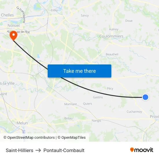 Saint-Hilliers to Pontault-Combault map