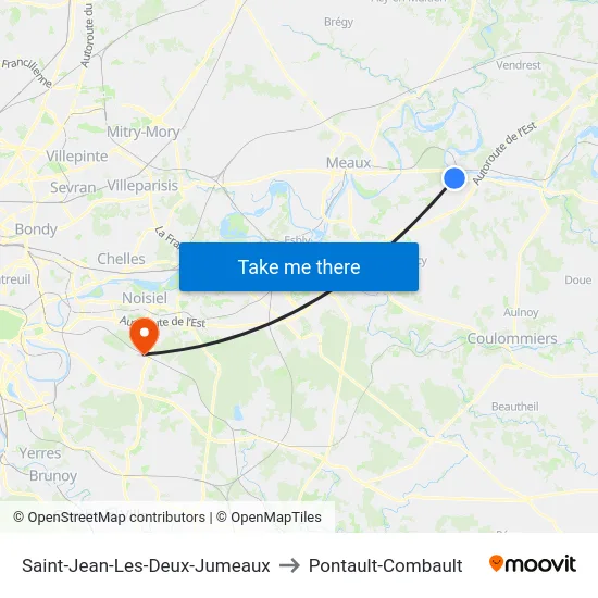 Saint-Jean-Les-Deux-Jumeaux to Pontault-Combault map