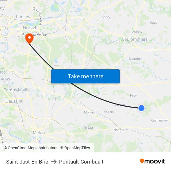 Saint-Just-En-Brie to Pontault-Combault map