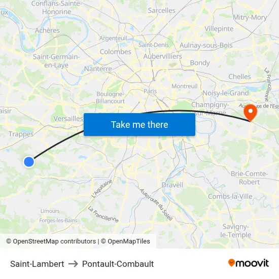 Saint-Lambert to Pontault-Combault map