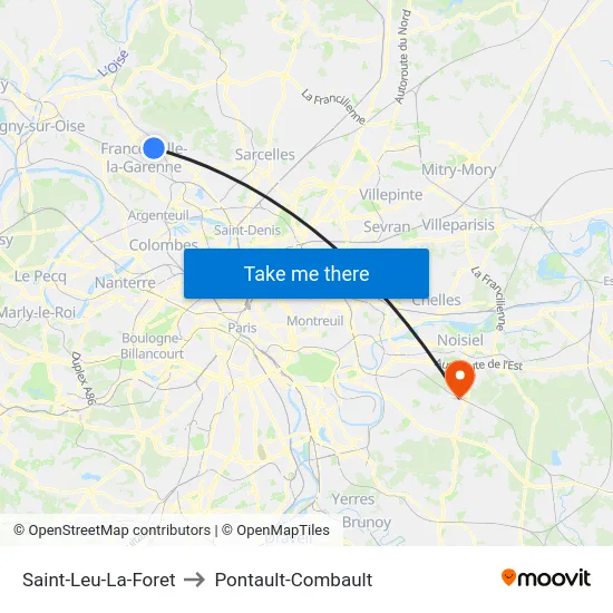 Saint-Leu-La-Foret to Pontault-Combault map