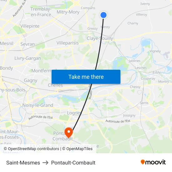 Saint-Mesmes to Pontault-Combault map