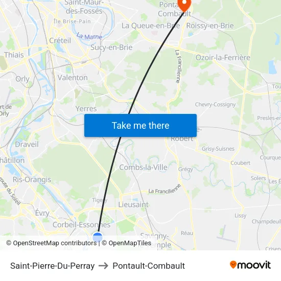 Saint-Pierre-Du-Perray to Pontault-Combault map