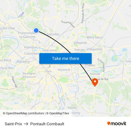 Saint-Prix to Pontault-Combault map