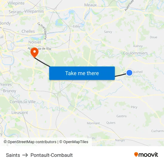 Saints to Pontault-Combault map