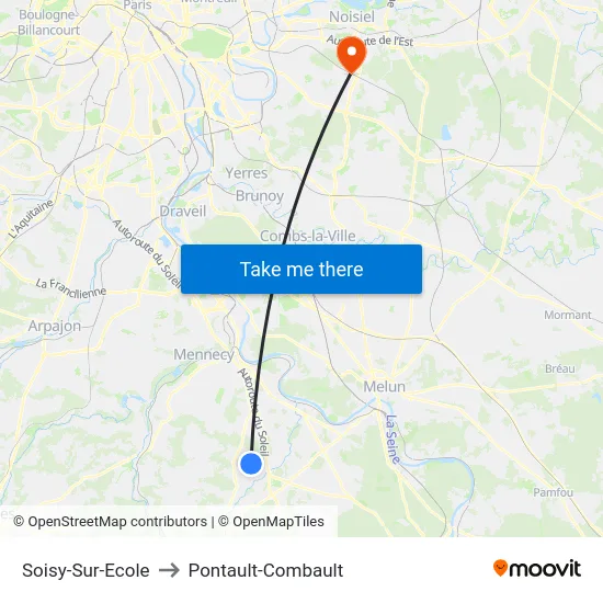 Soisy-Sur-Ecole to Pontault-Combault map