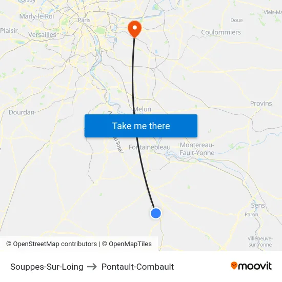 Souppes-Sur-Loing to Pontault-Combault map