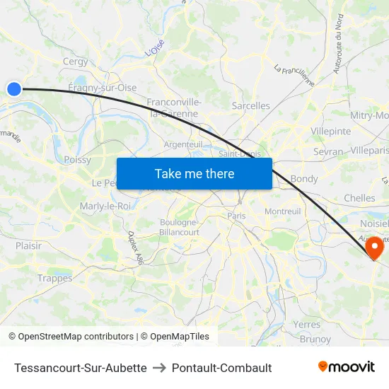 Tessancourt-Sur-Aubette to Pontault-Combault map