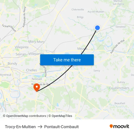 Trocy-En-Multien to Pontault-Combault map
