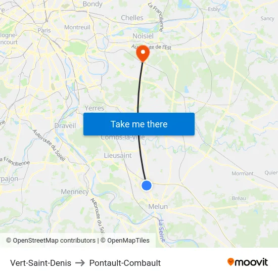Vert-Saint-Denis to Pontault-Combault map