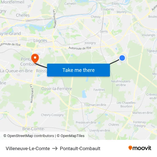 Villeneuve-Le-Comte to Pontault-Combault map