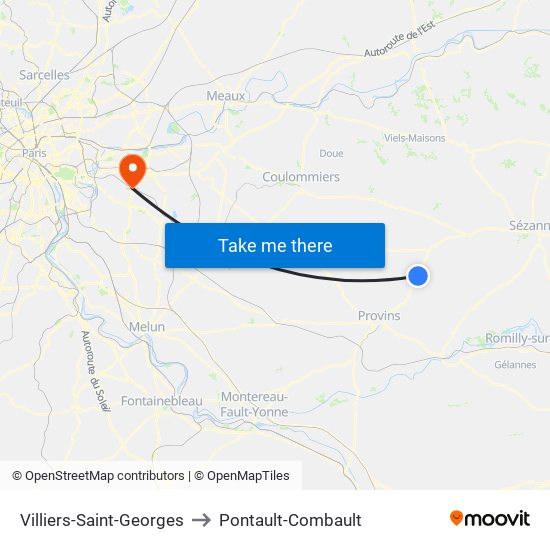 Villiers-Saint-Georges to Pontault-Combault map