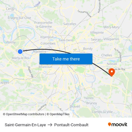 Saint-Germain-En-Laye to Pontault-Combault map