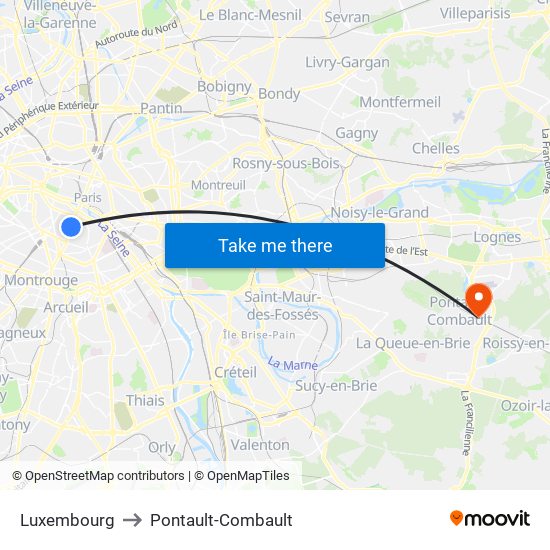 Luxembourg to Pontault-Combault map