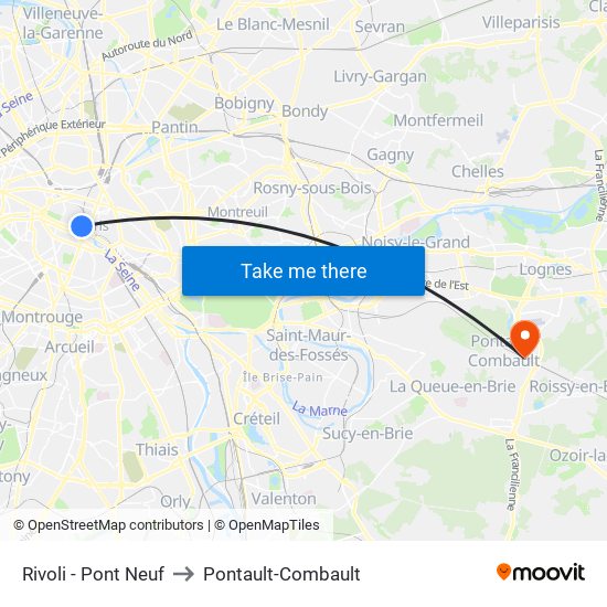 Rivoli - Pont Neuf to Pontault-Combault map