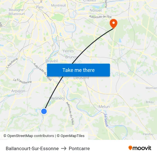 Ballancourt-Sur-Essonne to Pontcarre map