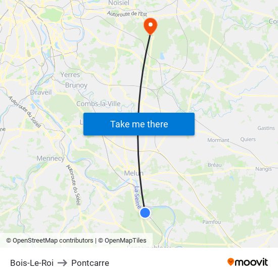 Bois-Le-Roi to Pontcarre map