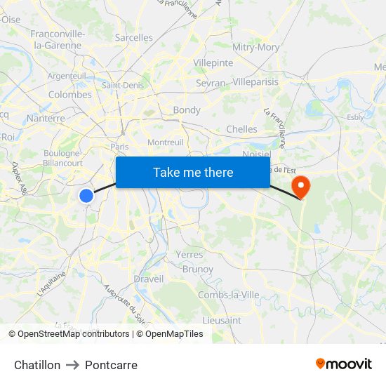 Chatillon to Pontcarre map